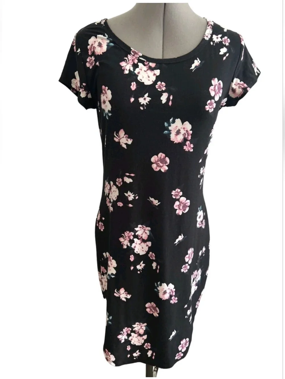NWOT No Boundaries Black Floral Scoop-Neck Tunic Dress Size XL
